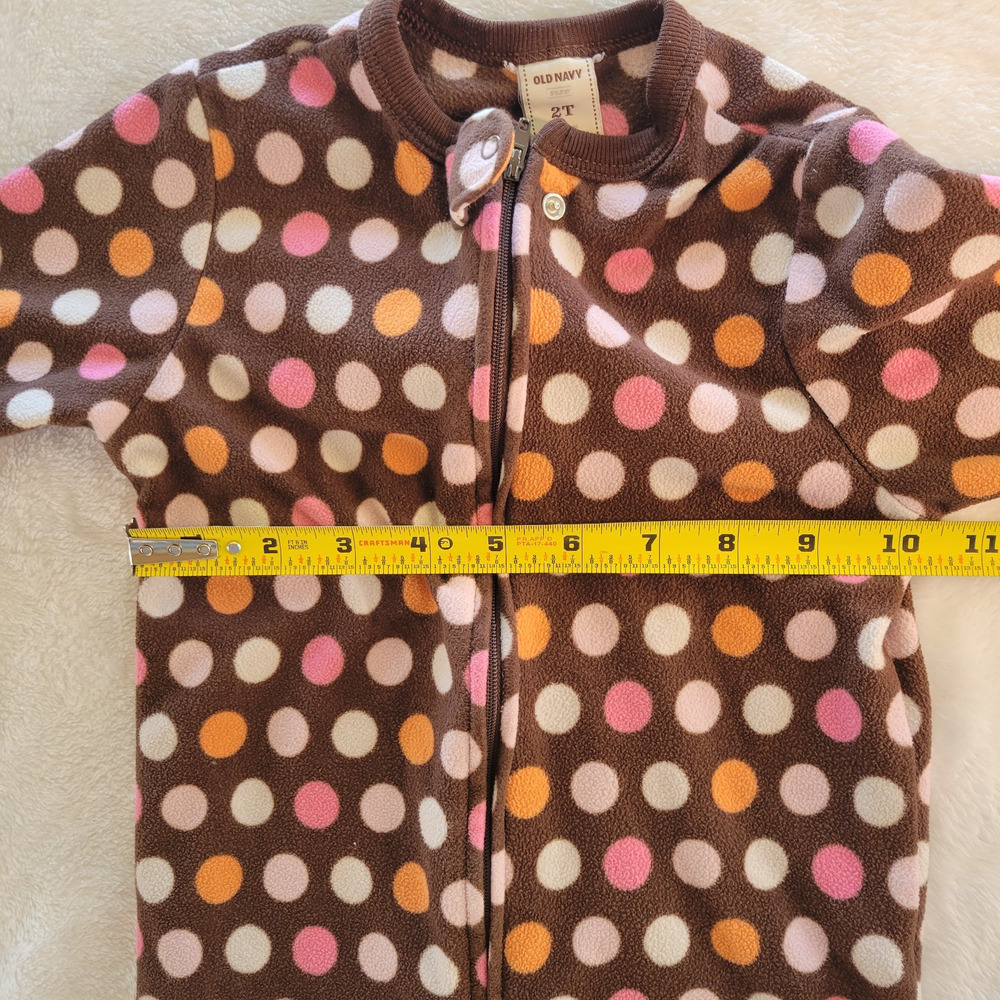 OLD NAVY Pajamas Baby Girls 2T Toddler Snug Fit Sleeper Footed Polka Dots - Picture 2 of 9